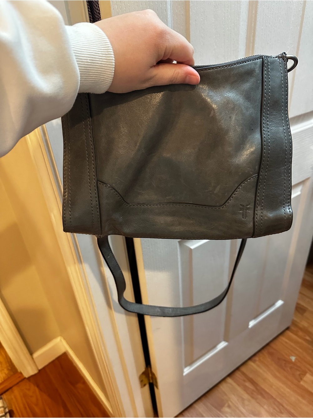Frye Classic Grey Leather Crossbody Bag -